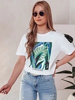 Dámske bavlnené tričko s potlačou MUYUMBA biele FashionStreet RY2620