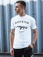 Pánske bavlnené tričko s potlačou biele FashionStreet RX5578