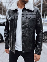 Pánska kožená bunda čierna FashionStreet TX4704