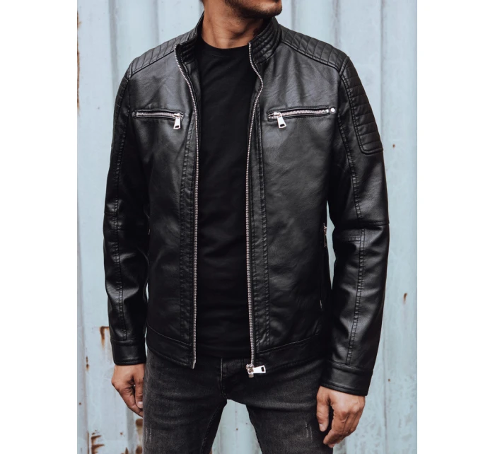 Pánská přechodná kožená bunda černá Dstreet TX4731 Pánská přechodná kožená bunda černá Dstreet TX4731