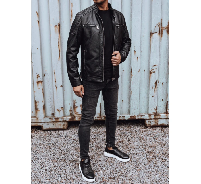 Pánská přechodná kožená bunda černá Dstreet TX4731 Pánská přechodná kožená bunda černá Dstreet TX4731
