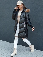 Dámska prešívaná zimná bunda z umelej kožušiny s kapucňou LAGOON black FashionStreet TY4499