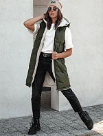 COSYVIVA dámska dlhá prešívaná vesta s kapucňou zelená FashionStreet TY4604