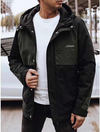 Pánská přechodná bunda do deště černo-zelená FashionStreet TX4917 Pánská přechodná bunda do deště černo-zelená FashionStreet TX4917