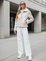 Dámsky semišový kabát z ovčej kože KASAMIRA white FashionStreet TY4739