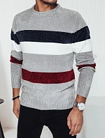 Pánsky pruhovaný sivý sveter FashionStreet WX2241