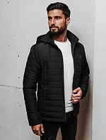 Pánska prechodná prešívaná bunda s kapucňou čierna FashionStreet TX5007