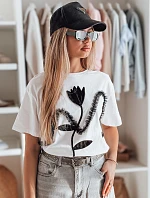 Dámske bavlnené tričko nadrozmernej veľkosti s 3D efektom PETINIA white FashionStreet RY2713