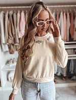 Dámska blúzka „masełko“ s dlhými rukávmi CRYSTALIA, svetlo béžová, FashionStreet RY2767