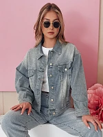Dámska prechodná oversize katana bunda NOVAJIN modrá FashionStreet TY4838