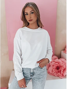 Dámska jednofarebná mikina LUMIVIA white FashionStreet BY1372