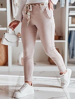 Dámske textilné nohavice s opaskom ROSSALI svetlo ružová FashionStreet UY2530