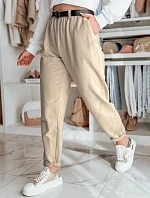 Dámske chinos nohavice s opaskom béžové FashionStreet UY2549