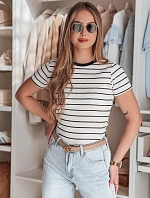 Dámske základné pruhované tričko LINESS white FashionStreet RY2818