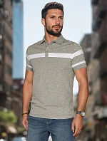 Pánska polokošeľa s pruhmi sivá FashionStreet PX0629