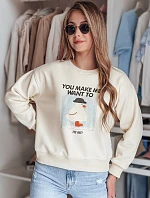 Dámska nadrozmerná mikina s potlačou GOOSHY ecru FashionStreet BY1427