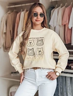 Dámska nadrozmerná mikina s medvedíkmi MISOBEARS ecru FashionStreet BY1435
