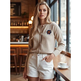 Dámsky vyšívaný sveter AMELIE beige FashionStreet MY2469 Dámsky vyšívaný sveter AMELIE beige FashionStreet MY2469