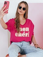 Dámska bavlnená blúzka s potlačou CHERINO fuchsiová FashionStreet RY2829