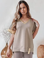 Dámska oversize blúzka SHINE LOVE mocha FashionStreet RY2911