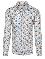 Pánska kvetinová biela košeľa FashionStreet DX2634
