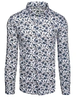 Pánska kvetinová biela košeľa FashionStreet DX2668