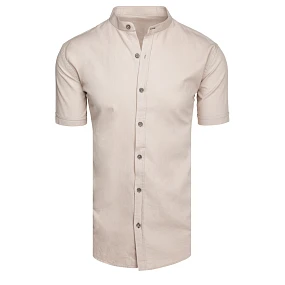 Pánská béžová košile s krátkým rukávem Dstreet model 21989613 - FashionStreet