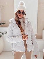 Dámska zimná bunda LOVEWARM krátka prešívaná s kapucňou biela FashionStreet TY5042