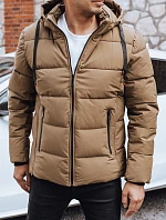 Pánska prešívaná zimná bunda s kapucňou FashionStreet camel TX5067