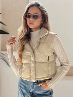 Dámska prešívaná béžová vesta FashionStreet TY5195