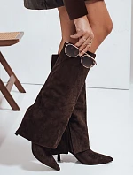 Dámske semišové čižmy so širokým zvrškom hnedé FashionStreet ZY1043