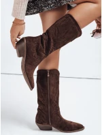 Dámske semišové kovbojské čižmy hnedé Dstreet ZY1160