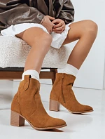 Dámske semišové čižmy na podpätku camel FashionStreet ZY1233