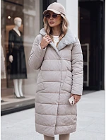 Płaszcz damski długi pikowany beżowy FashionStreet TY5485 Płaszcz damski długi pikowany beżowy FashionStreet TY5485