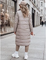 Płaszcz damski długi pikowany beżowy FashionStreet TY5485 Płaszcz damski długi pikowany beżowy FashionStreet TY5485
