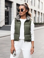 Dámska prechodná krátka prešívaná dvojcestná zelená vesta LEOVELLA FashionStreet TY5496