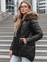 Dámska zimná bunda s kožušinou čierna FashionStreet TY5501