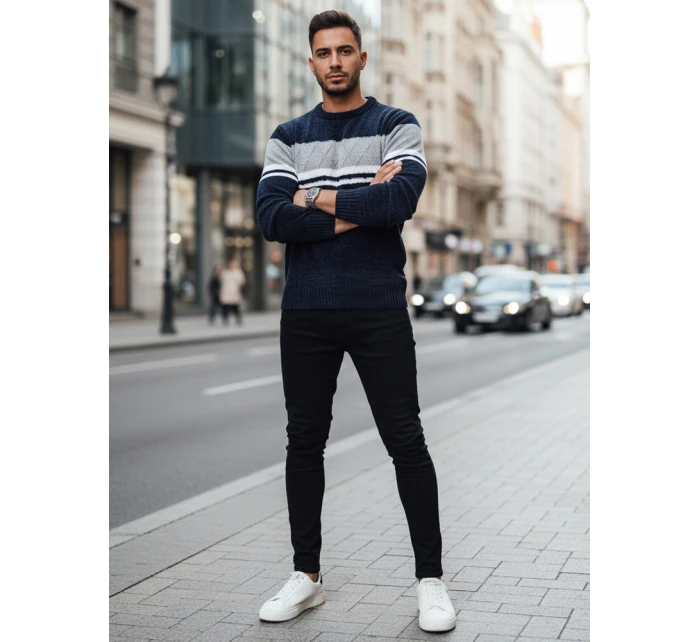 Pánský tmavě modrý svetr Dstreet WX2244z Pánský tmavě modrý svetr Dstreet WX2244z