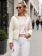Dámska prešívaná bunda s kapucňou ecru FashionStreet TY5533