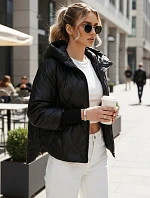 Dámska prechodná prešívaná bunda s kapucňou čierna FashionStreet TY5559