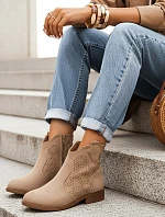 Dámske semišové ažurové topánky béžovej farby FashionStreet ZY1344