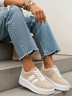 Dámske kožené tenisky na platforme béžové FashionStreet ZY1378