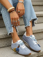 Dámske semišové tenisky s ozdobnými lodičkami modré FashionStreet ZY1412