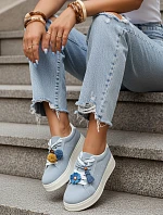 Dámske semišové tenisky s ozdobnou platformou modré FashionStreet ZY1416