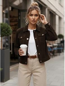 Dámska semišová bunda coffee FashionStreet TY5583