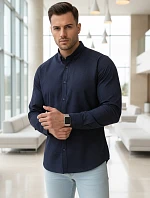 Pánska tmavomodrá vzorovaná košeľa slim fit FashionStreet DX2692