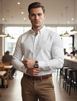 Pánska biela vzorovaná košeľa slim fit FashionStreet DX2694