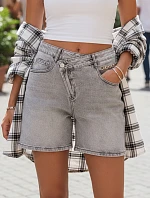 Dámske džínsové šortky šedé FashionStreet SY0495