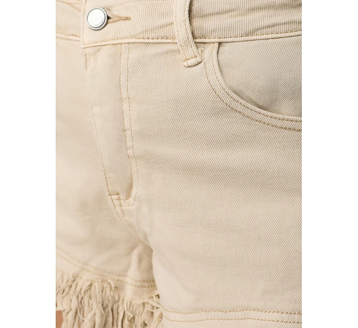 Dámske džínsové šortky s strapcami béžové FashionStreet SY0507 Dámske džínsové šortky s strapcami béžové FashionStreet SY0507