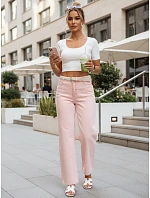 Dámské džíny s vysokým pasem a širokými nohavicemi růžové FashionStreet UY2966